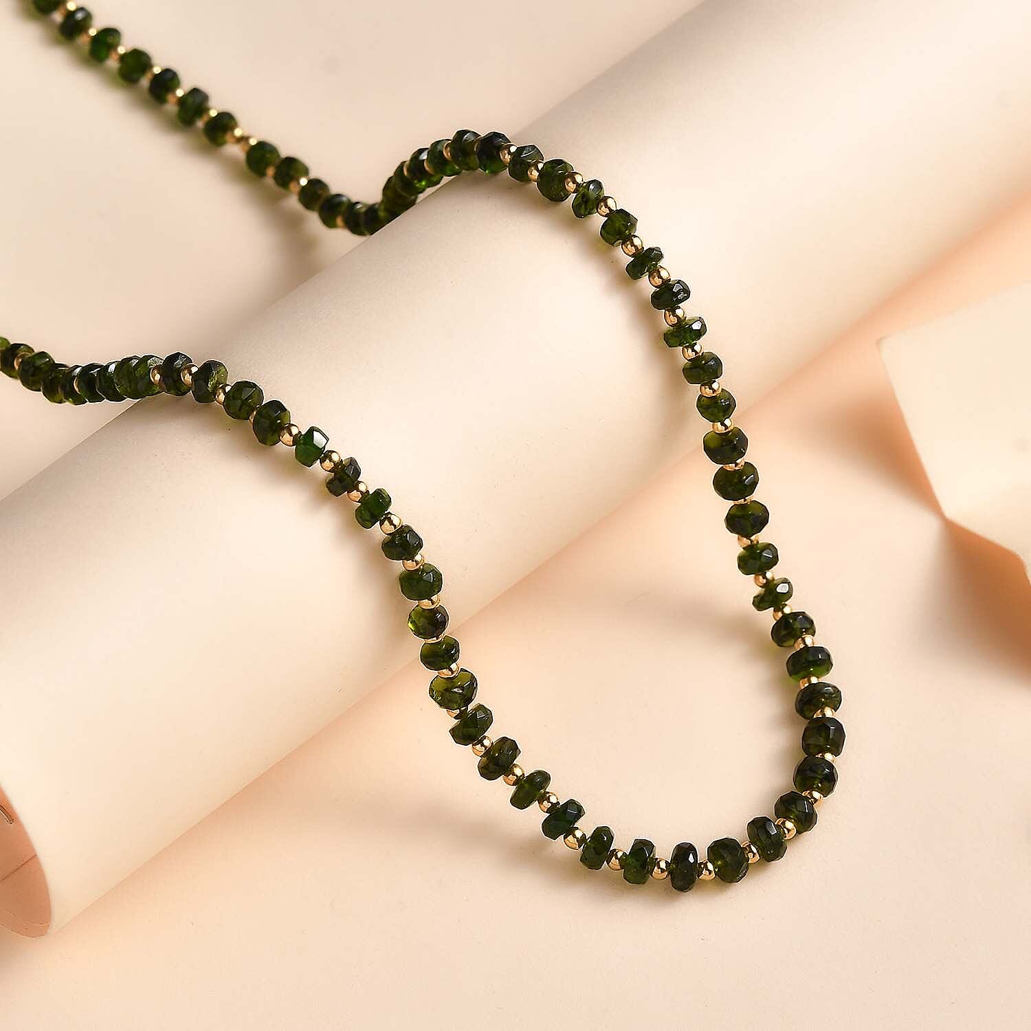 Natural Chrome Diopside  Necklace (Size - 18 - extender) in Yellow Gold Overlay Sterling Silver 25.40 Ct.