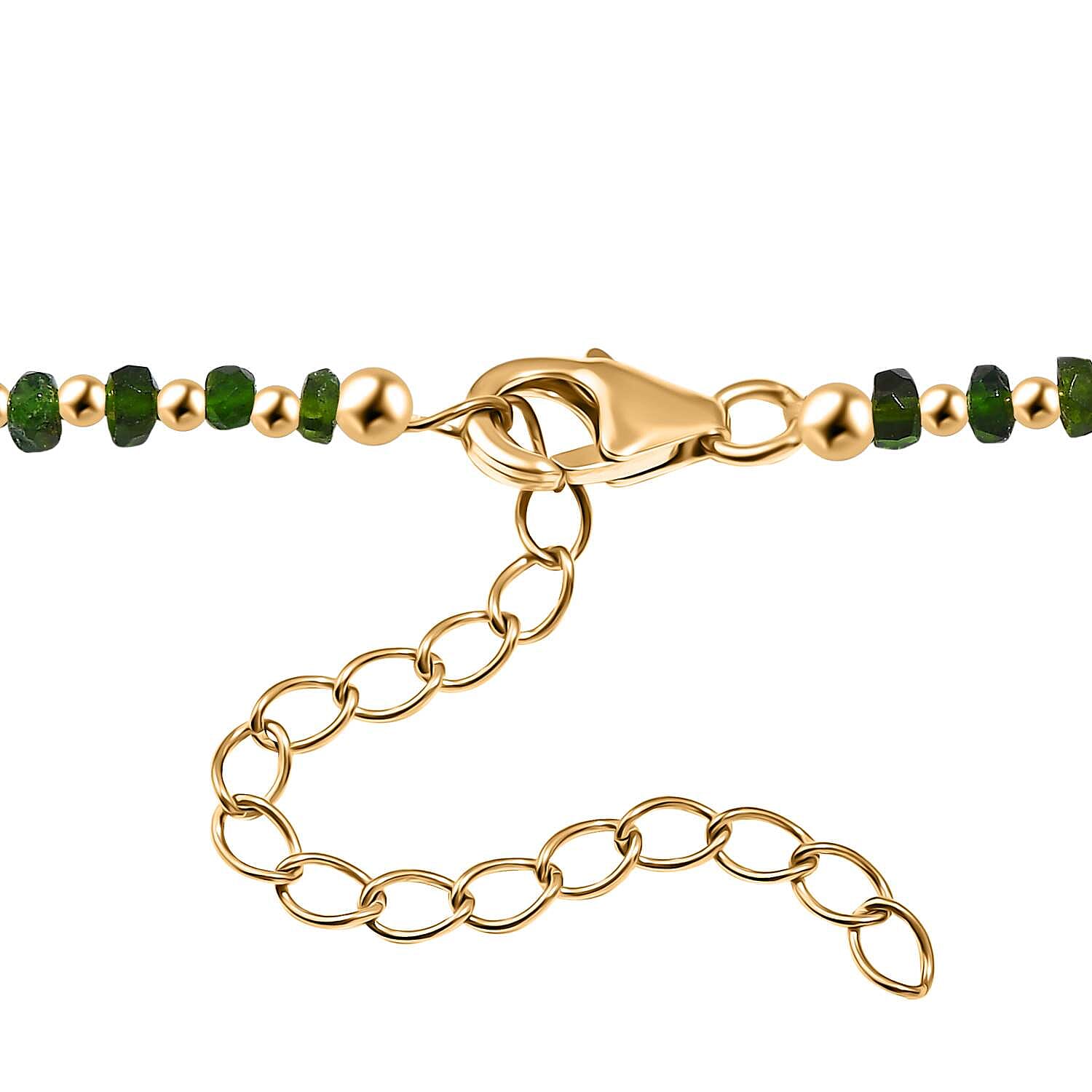 Natural Chrome Diopside  Necklace (Size - 18 - extender) in Yellow Gold Overlay Sterling Silver 25.40 Ct.