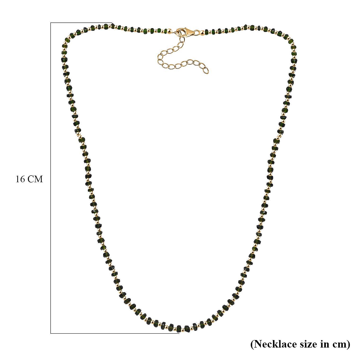 Natural Chrome Diopside  Necklace (Size - 18 - extender) in Yellow Gold Overlay Sterling Silver 25.40 Ct.