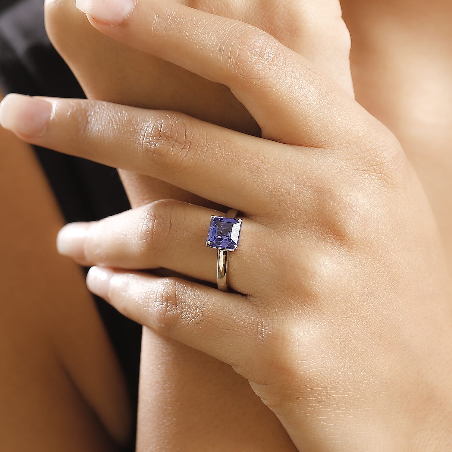 RHAPSODY - 950 Platinum Rare Asscher Cut AAAA Tanzanite Ring 3.00 Ct.