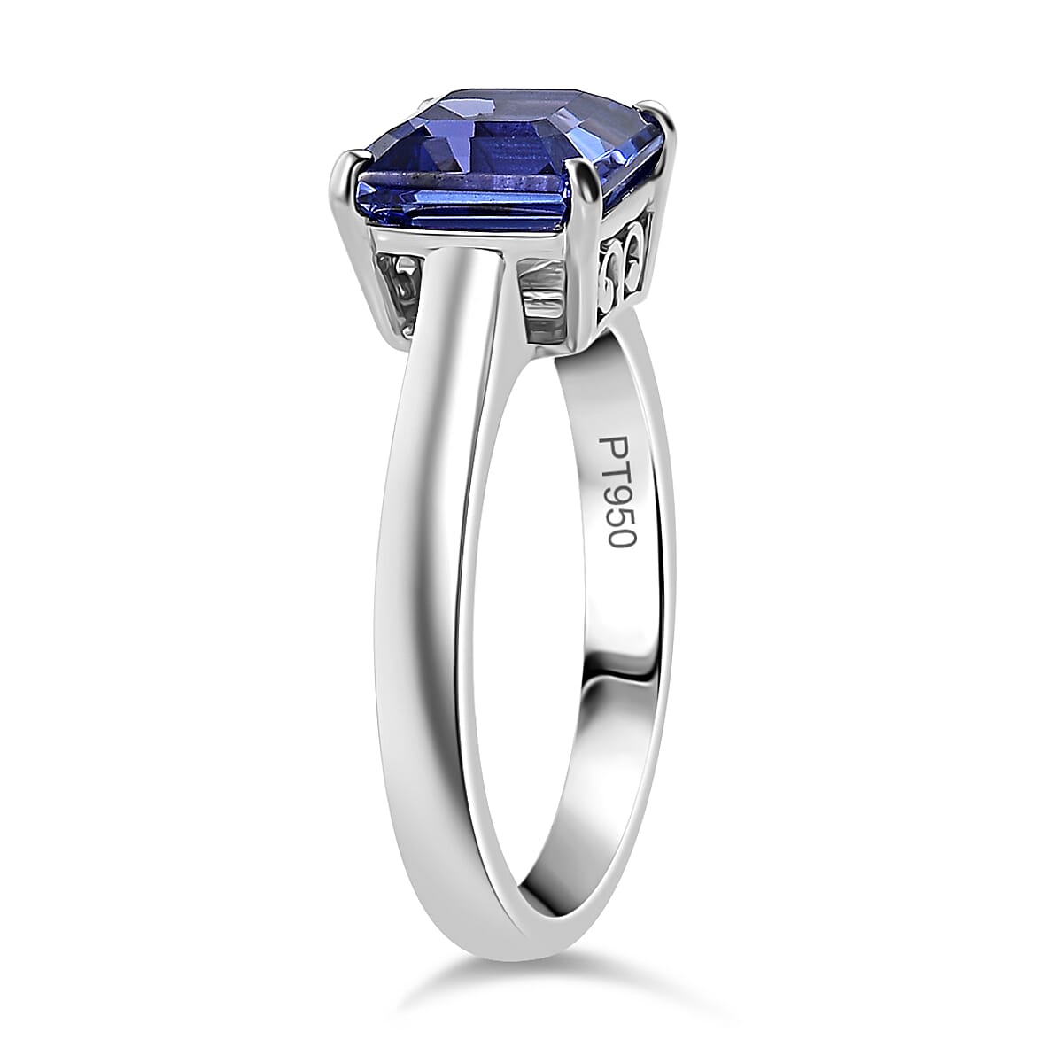 RHAPSODY - 950 Platinum Rare Asscher Cut AAAA Tanzanite Ring 3.00 Ct.