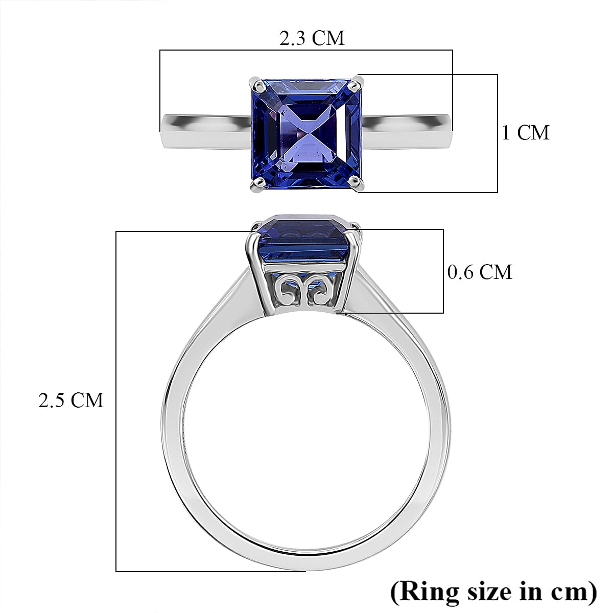 RHAPSODY - 950 Platinum Rare Asscher Cut AAAA Tanzanite Ring 3.00 Ct.
