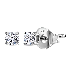 LUXURIANT Lab Grown Diamond Solitaire Earrings in 9K White Gold