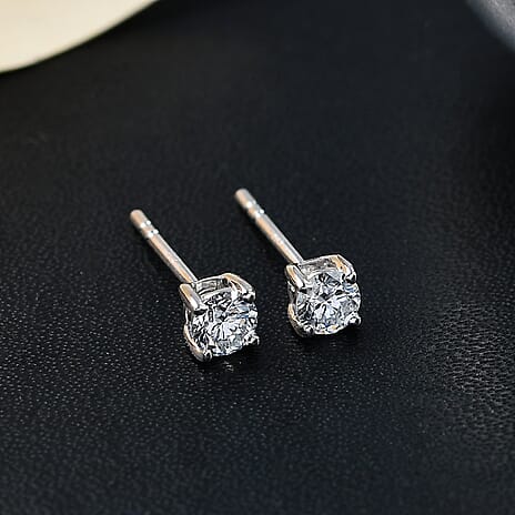 Luxuriant Diamond 9K White Gold SGL Certified Lab Grown Diamond (VS-E-F) Solitaire Stud Push Back Earrings 0.50 Ct.