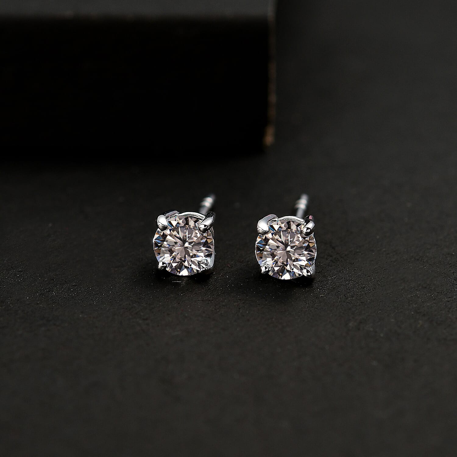 Luxuriant Diamond-0.75 Ct. Lab Grown Diamond Solitaire Stud Earrings in 9K White Gold