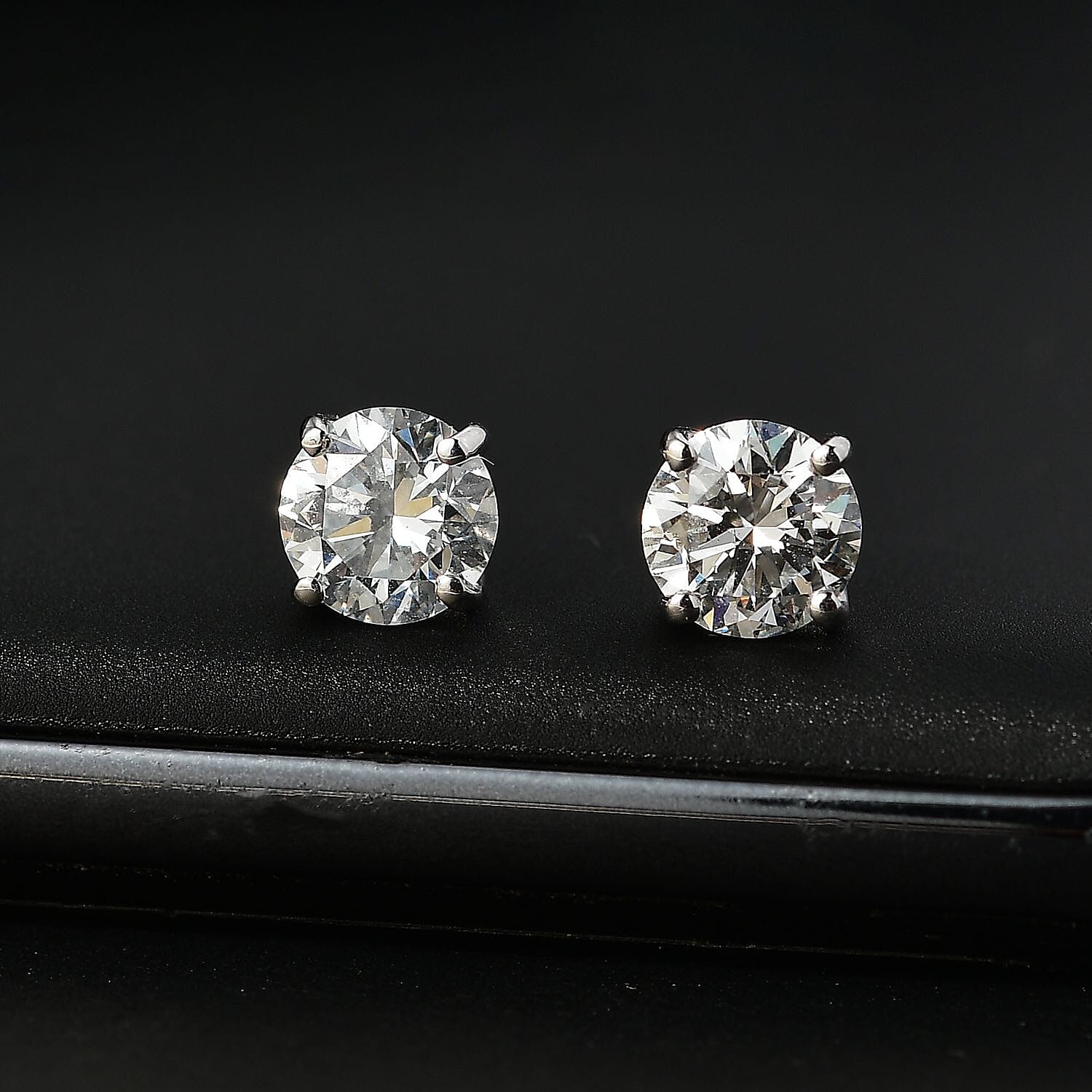 Luxuriant Diamond-1.51 Ct. Lab Grown Diamond Solitaire Stud Earrings in 9K White Gold