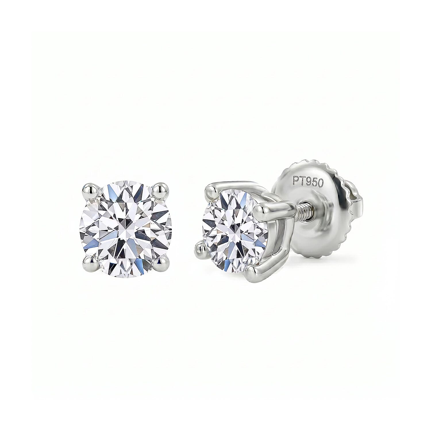 Luxuriant Diamond 950 Platinum SGL Certified Lab Grown Diamond VS-E/F Solitaire Stud With Screw Back Earring 0.2 Ct.