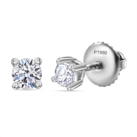 Luxuriant Diamond Lab Grown Diamond Stud Solitaire Earrings in 950 Platinum, SGL Certified