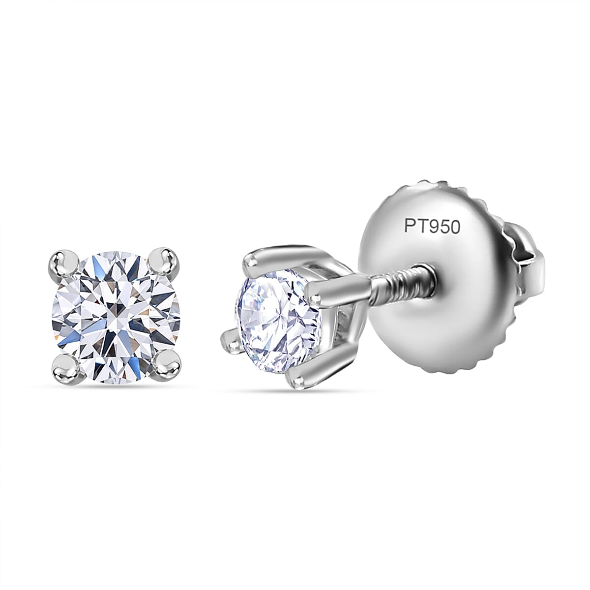 Luxuriant Diamond 950 Platinum SGL Certified Lab Grown Diamond VS-E/F Solitaire Stud With Screw Back Earring 0.2 Ct.