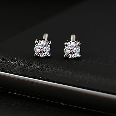 Luxuriant Diamond 950 Platinum SGL Certified Lab Grown Diamond VS-E/F Solitaire Stud With Screw Back Earring 0.2 Ct.