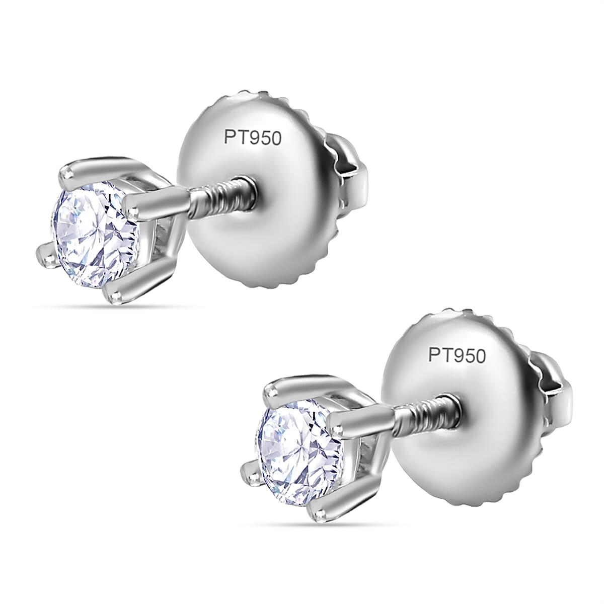 Luxuriant Diamond 950 Platinum SGL Certified Lab Grown Diamond VS-E/F Solitaire Stud With Screw Back Earring 0.2 Ct.