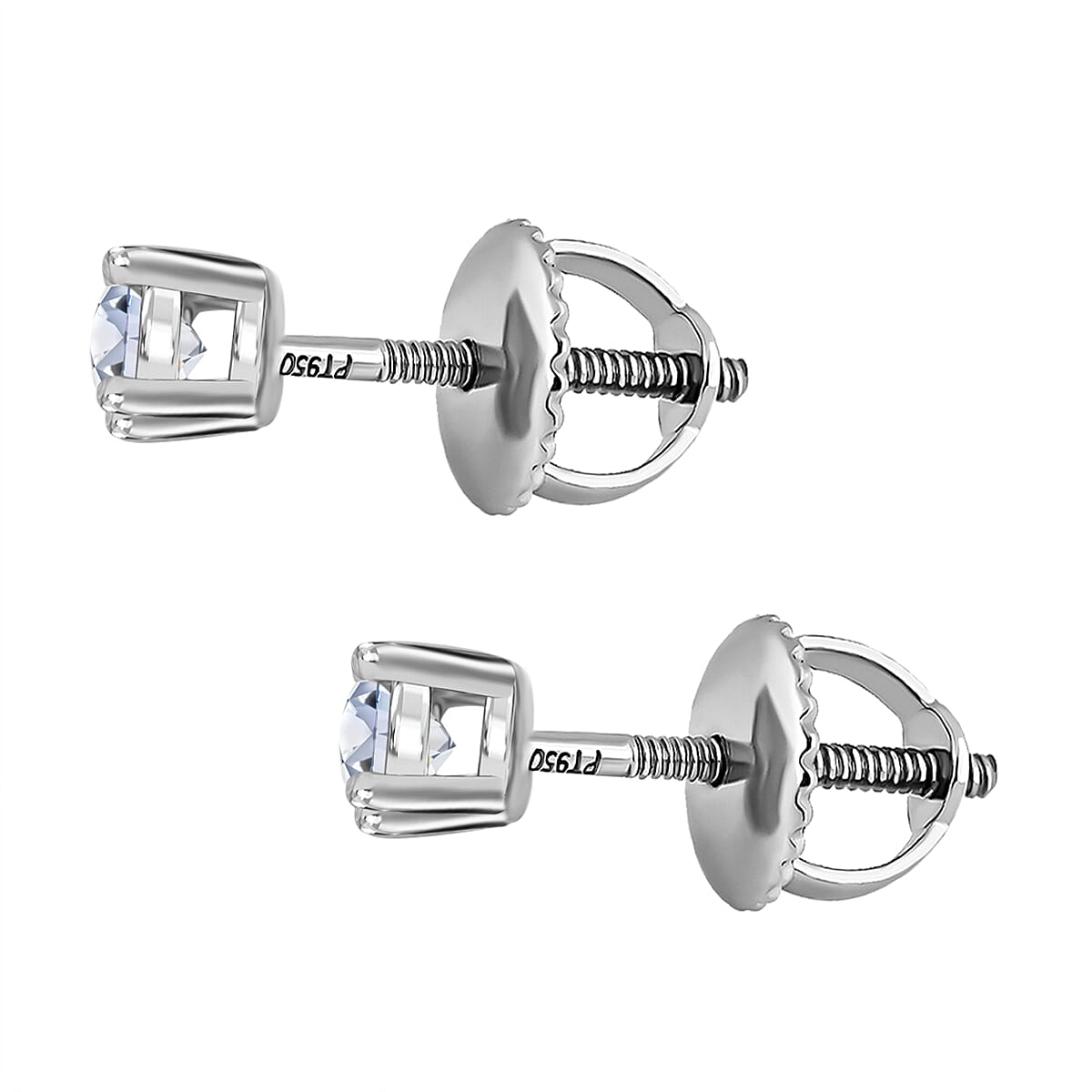 Luxuriant Diamond 950 Platinum SGL Certified Lab Grown Diamond VS-E/F Solitaire Stud With Screw Back Earring 0.2 Ct.