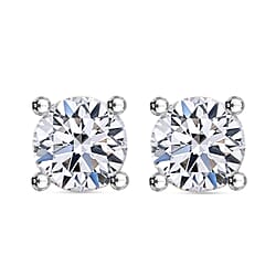 LUXURIANT Lab Grown Diamond Solitaire Earrings in 9K White Gold