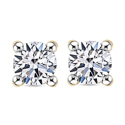 LUXURIANT 9K White Gold SGL Certified Lab Grown Diamond (VS-E/F) Solitaire Stud Push Back Earrings 0.50 Ct.