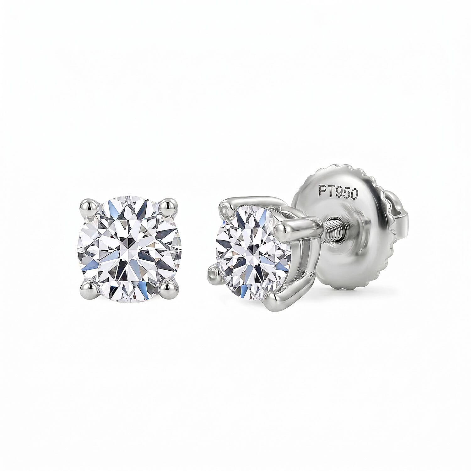 Luxuriant Diamond 950 Platinum SGL Certified Lab Grown Diamond (VS-E/F) Solitaire Stud Screw Back Earring 0.5 Ct.