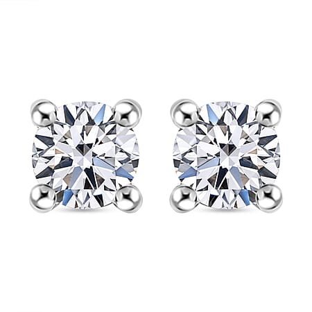 LUXURIANT 0.50 Ct Lab Grown Diamond Solitaire Stud Screw Back Earring in 950 Platinum SGL Certified
