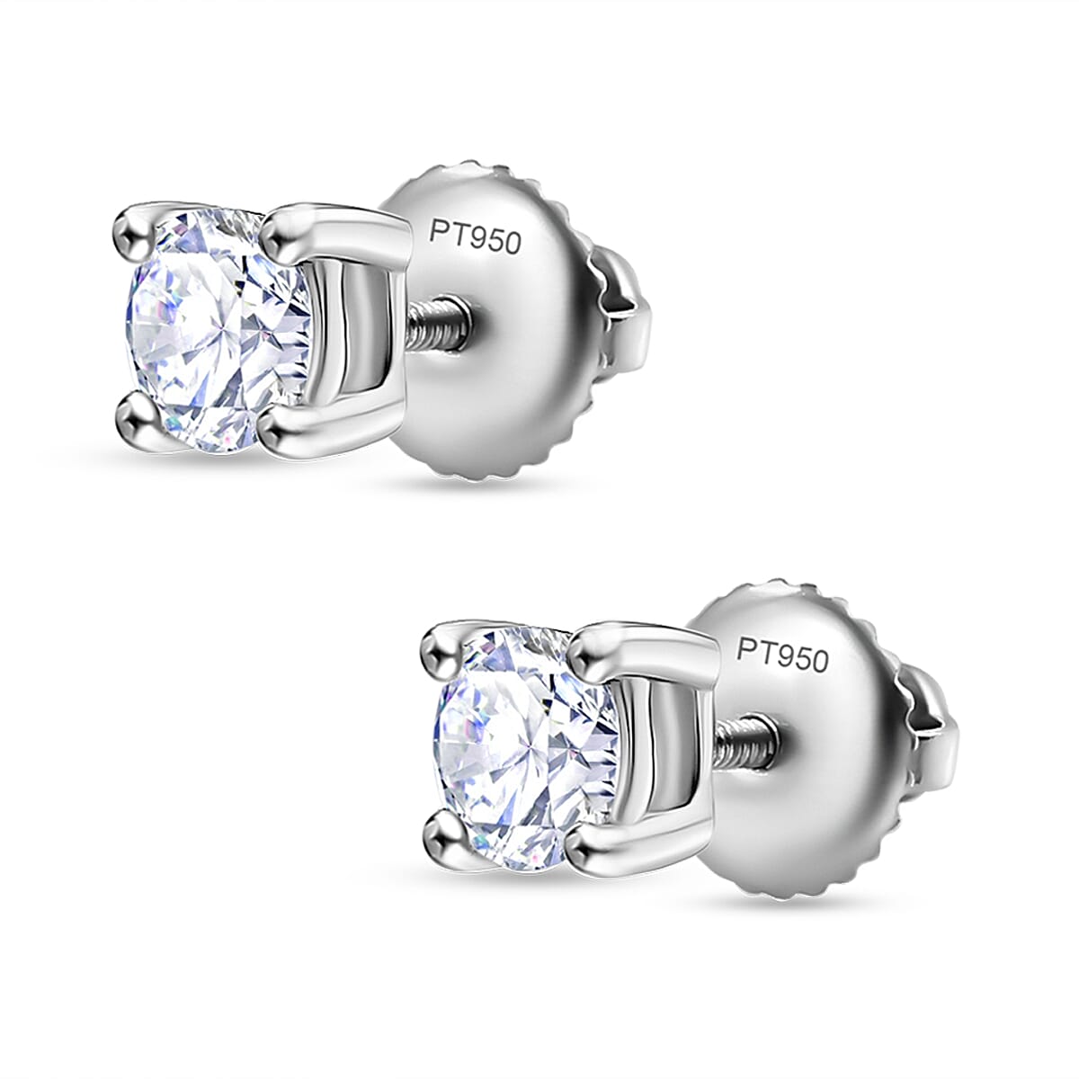 Luxuriant Diamond 950 Platinum SGL Certified Lab Grown Diamond (VS-E/F) Solitaire Stud Screw Back Earring 0.5 Ct.