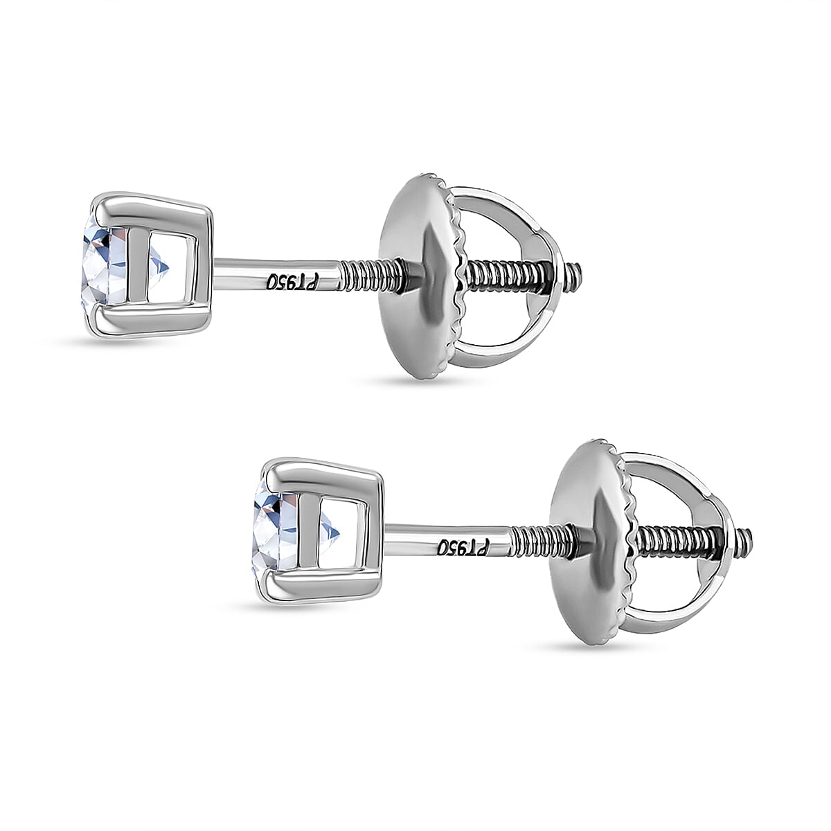 Luxuriant Diamond 950 Platinum SGL Certified Lab Grown Diamond (VS-E/F) Solitaire Stud Screw Back Earring 0.5 Ct.