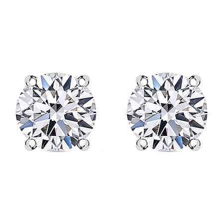 Luxuriant Lab-Grown Diamond Solitaire Stud Earrings in 950 Platinum - SGL Certified