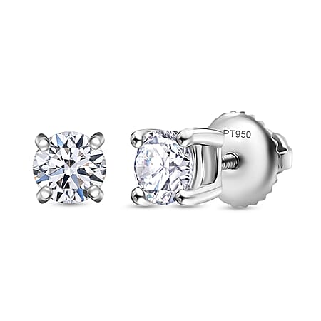 Luxuriant Diamond Lab Grown Diamond Stud Solitaire Earrings in 950 Platinum, SGL Certified