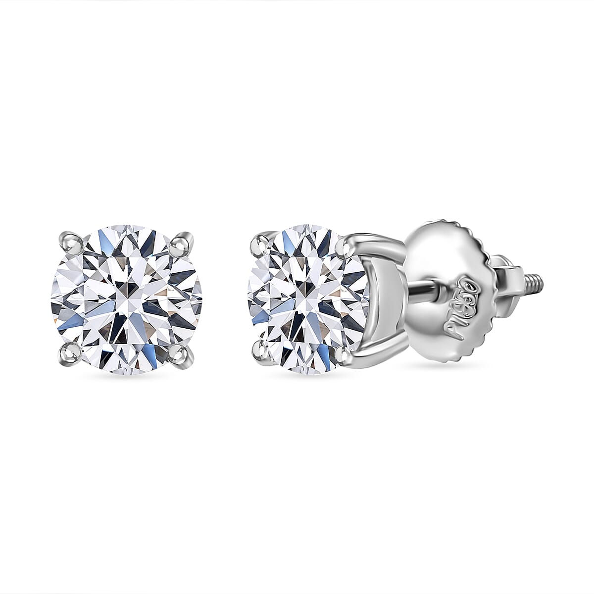 Luxuriant 950 Platinum SGL Certified Lab Grown Diamond (SI-GH) Solitaire Stud Screw Back Earring 1.50 Ct.