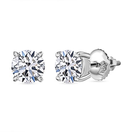 Luxuriant 950 Platinum SGL Certified Lab Grown Diamond (SI-GH) Solitaire Stud Screw Back Earring 1.50 Ct.