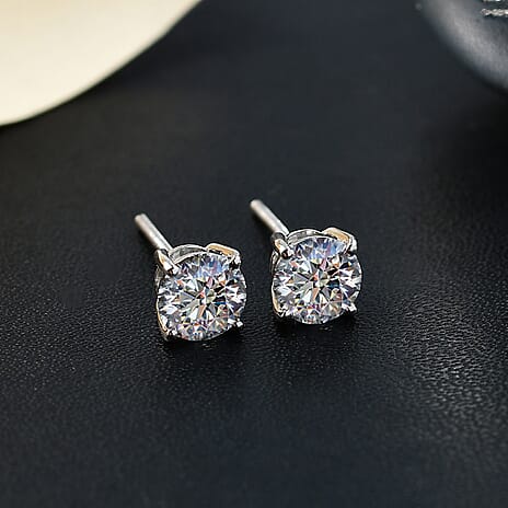 Luxuriant 950 Platinum SGL Certified Lab Grown Diamond (SI-GH) Solitaire Stud Screw Back Earring 1.50 Ct.