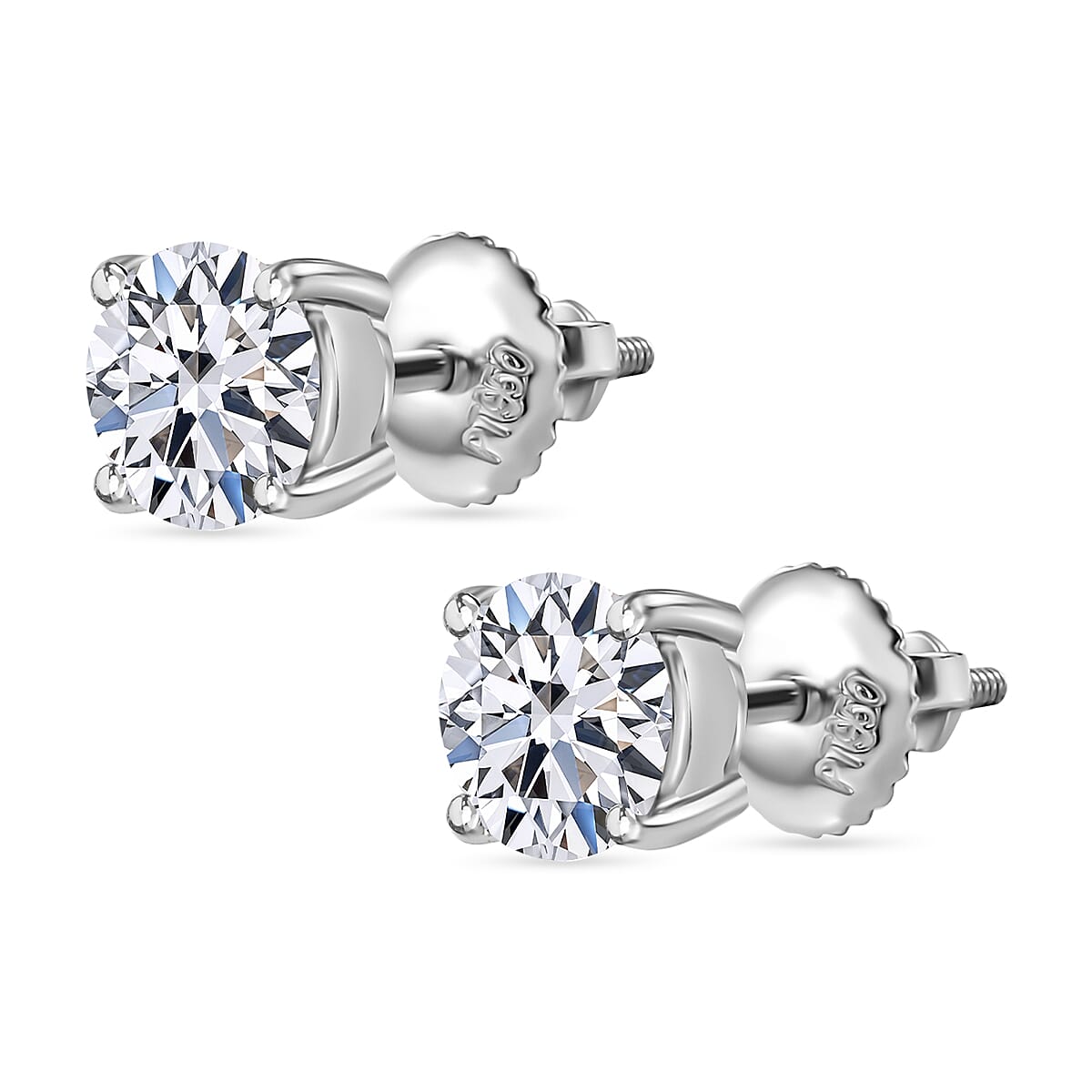 Luxuriant 950 Platinum SGL Certified Lab Grown Diamond (SI-GH) Solitaire Stud Screw Back Earring 1.50 Ct.