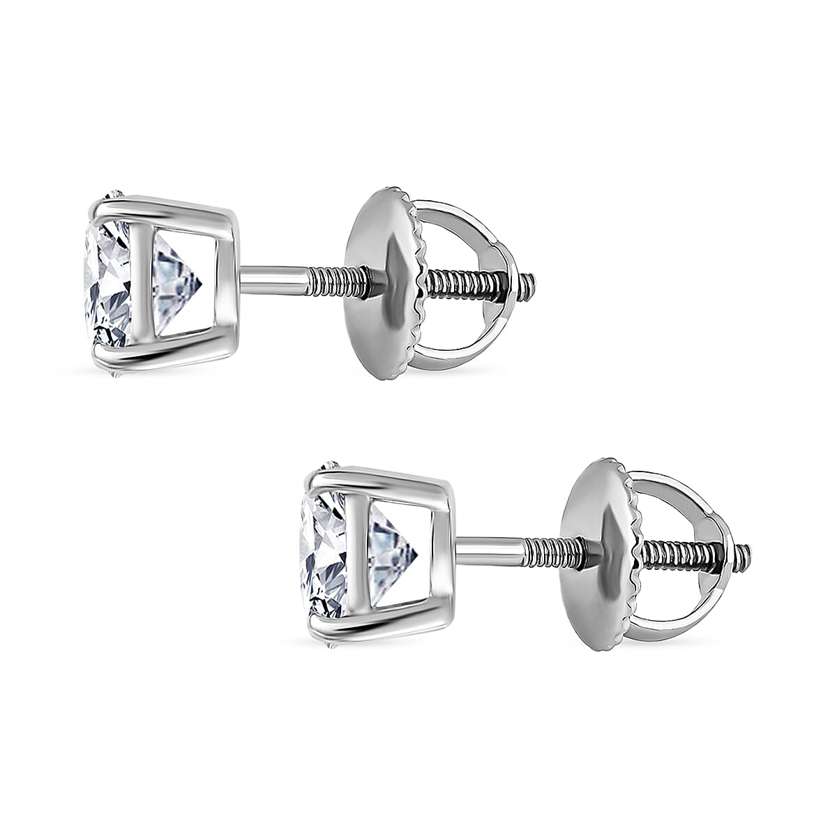 Luxuriant 950 Platinum SGL Certified Lab Grown Diamond (SI-GH) Solitaire Stud Screw Back Earring 1.50 Ct.