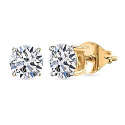 LUXURIANT 1.5 Ct. Lab Grown Diamond Solitaire Stud Earrings in 9K White Gold