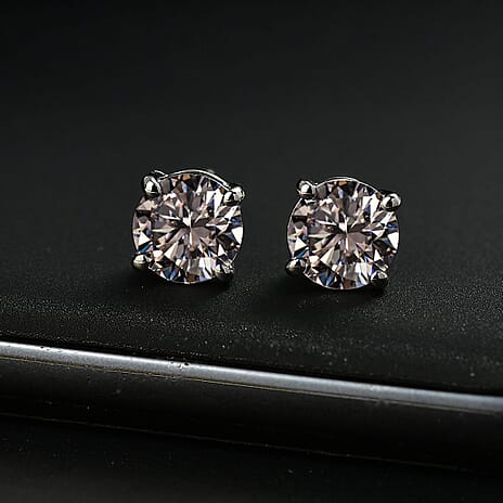 Luxuriant Diamond - 950 Platinum SGL Certified Lab Grown Diamond (VS-G-H) Solitaire Stud With Screw Back Earring 2.00 Ct.
