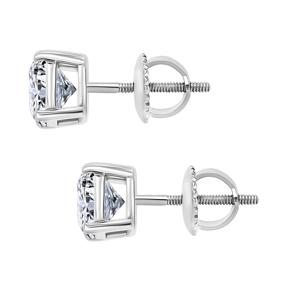 Luxuriant Diamond - 950 Platinum SGL Certified Lab Grown Diamond (VS-G-H) Solitaire Stud With Screw Back Earring 2.00 Ct. Luxuriant Diamond - 950 Platinum SGL Certified Lab Grown Diamond (VS-G-H) Solitaire Stud With Screw Back Earring 2.00 Ct.