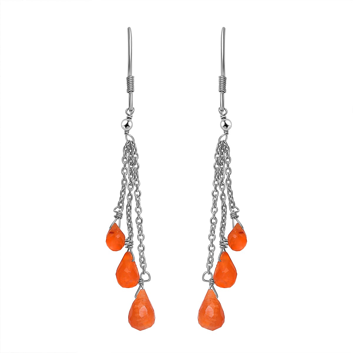 Carnelian Hook Earring in Platinum Overlay Sterling Silver 8.00 Ct.