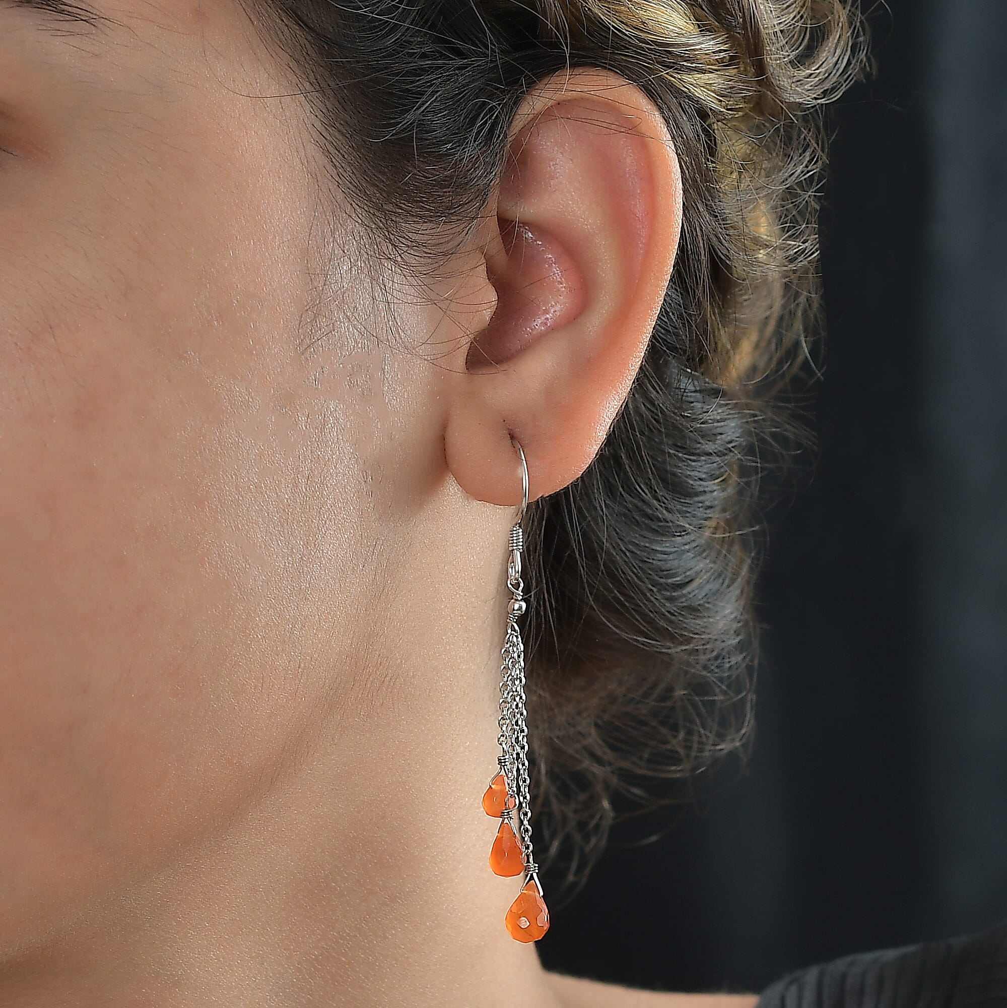 Carnelian Hook Earring in Platinum Overlay Sterling Silver 8.00 Ct.