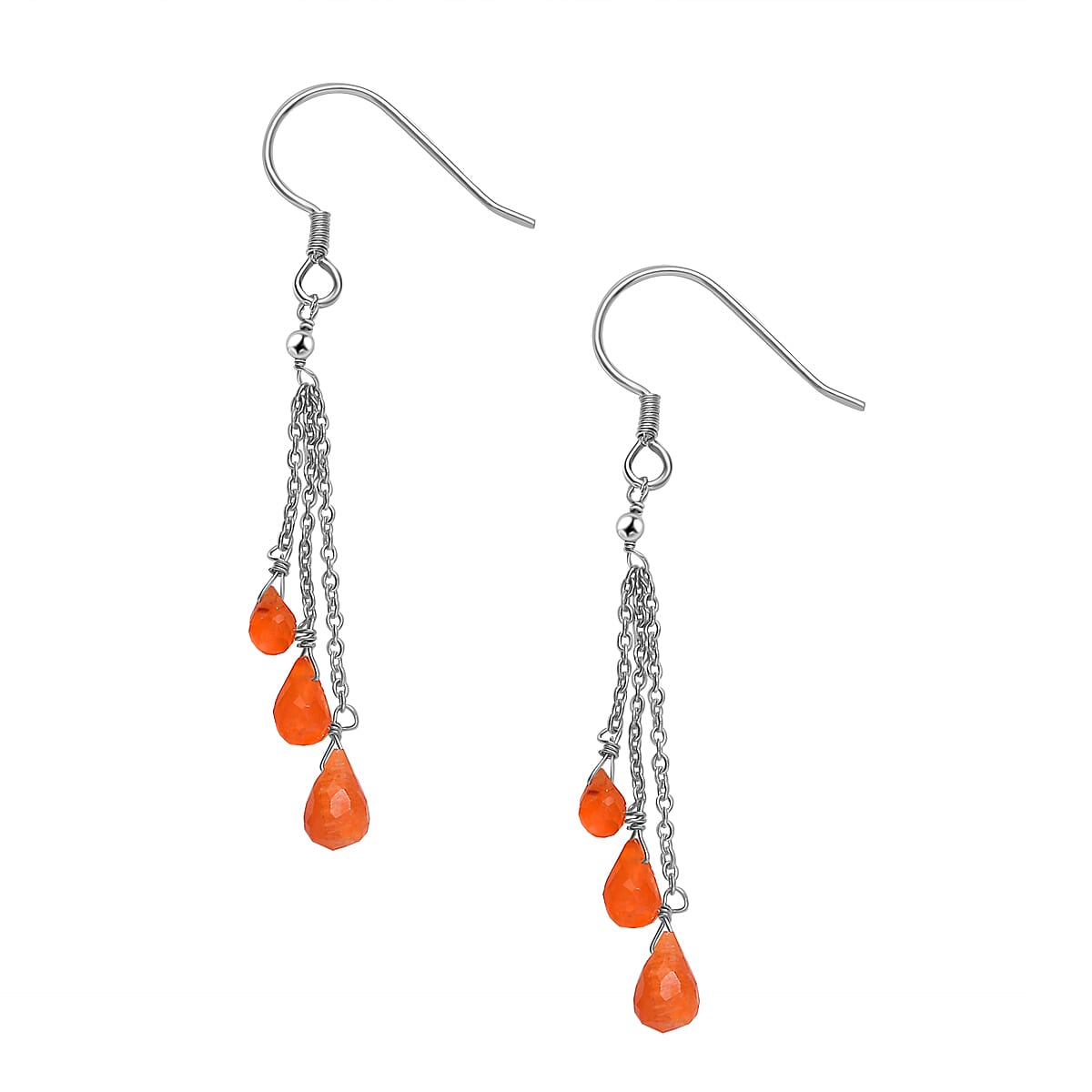 Carnelian Hook Earring in Platinum Overlay Sterling Silver 8.00 Ct.