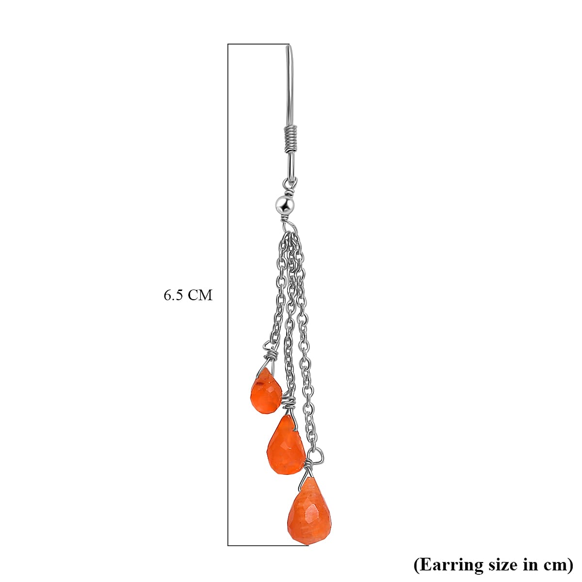 Carnelian Hook Earring in Platinum Overlay Sterling Silver 8.00 Ct.