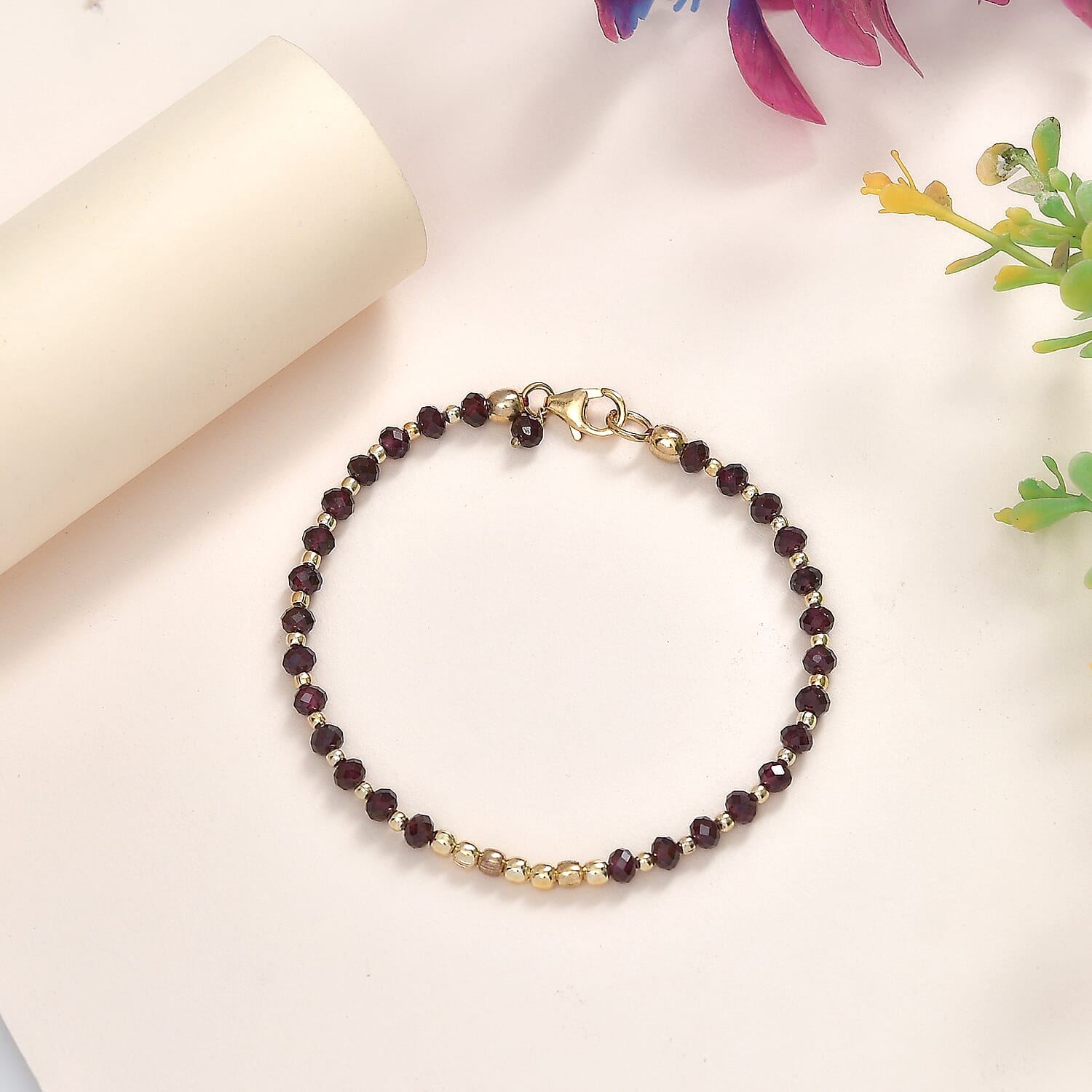 Rhodolite Garnet Bracelet (Size - 7.5) in 18K YG Plating Sterling Silver 20.0 Ct