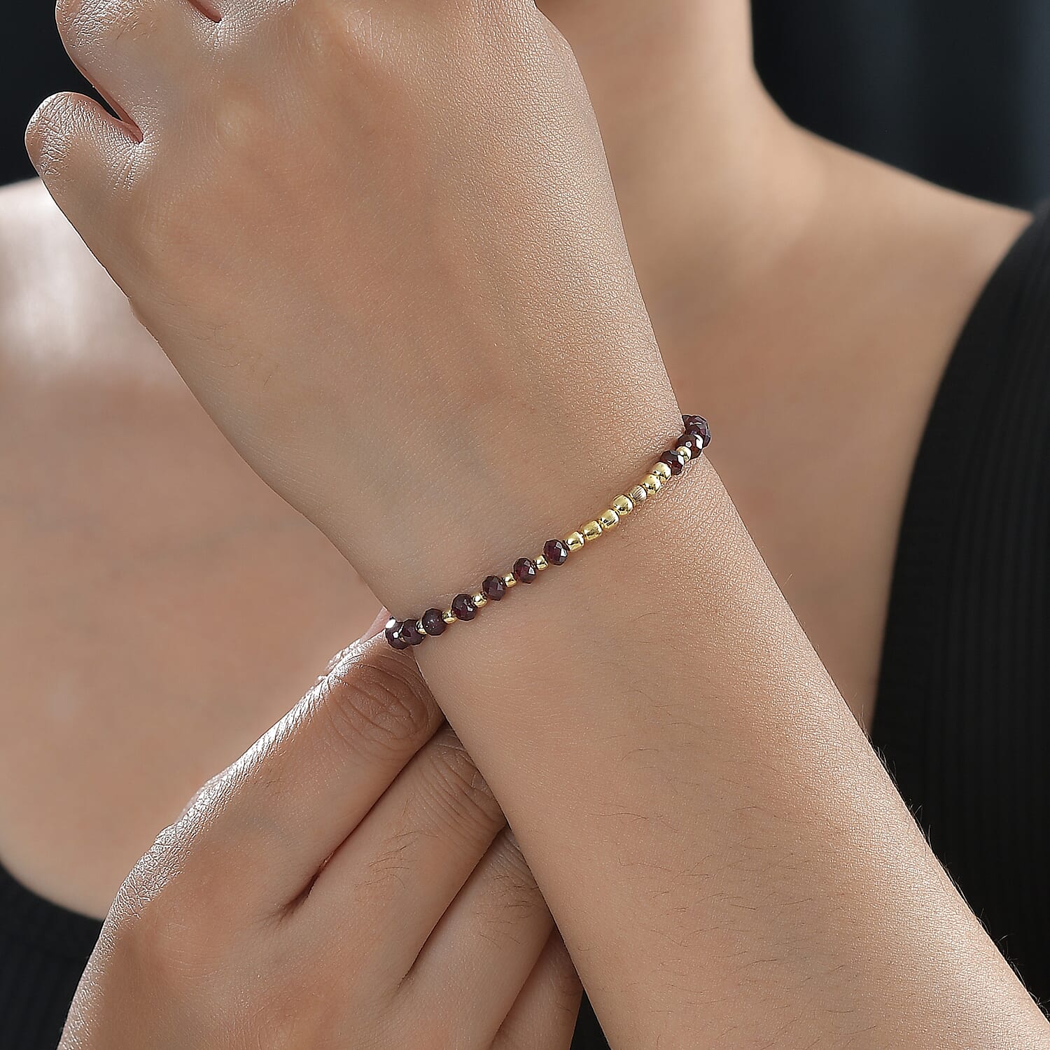 Rhodolite Garnet Bracelet (Size - 7.5) in 18K YG Plating Sterling Silver 20.0 Ct