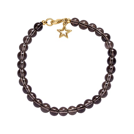 Smoky Quartz  Bracelet (Size - 7.5) in 18K Vermeil Yellow Gold Plated Rhodium Overlay Sterling Silver 45.0 Ct.