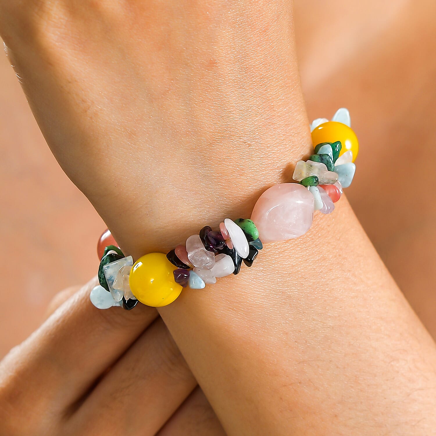 Multi Gemstones Bracelet (Size - 7.25-2 EXT) in Rhodium Sterling Silver 120.0 Ct.