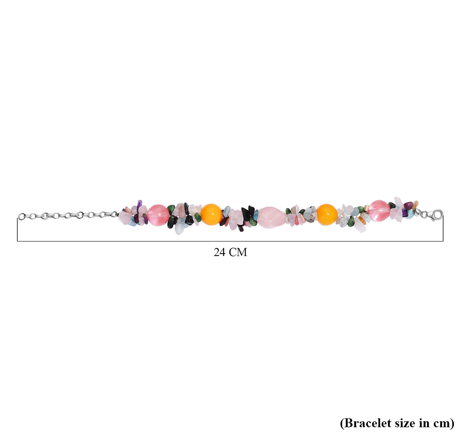 Multi Gemstones Bracelet (Size - 7.25-2 EXT) in Rhodium Sterling Silver 120.0 Ct.