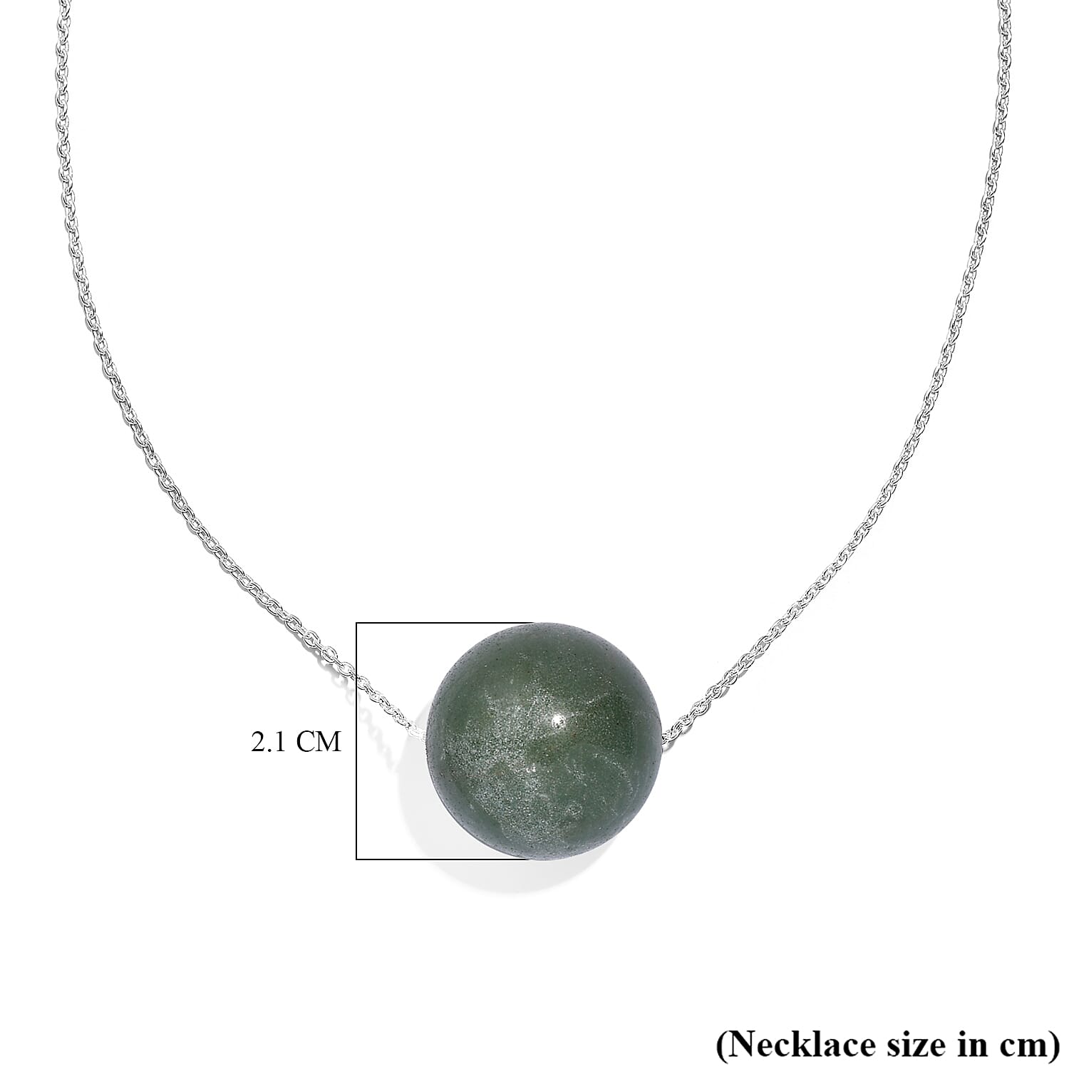 Green Aventurine Necklace (Size - 18) in Rhodium Sterling Silver  55.0 Ct.