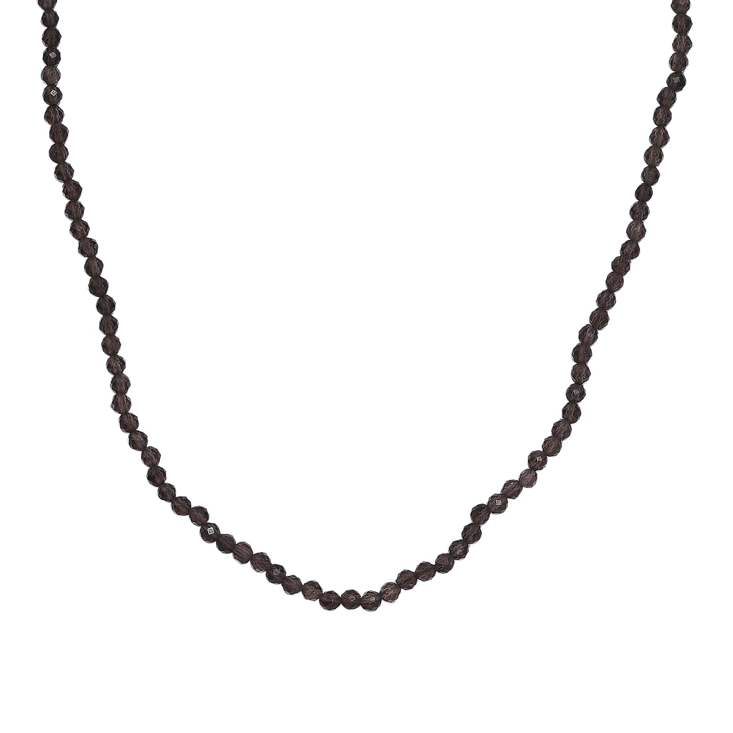 Smoky Quartz Necklace (Size - 20) in Rhodium Sterling Silver 35.0 Ct.