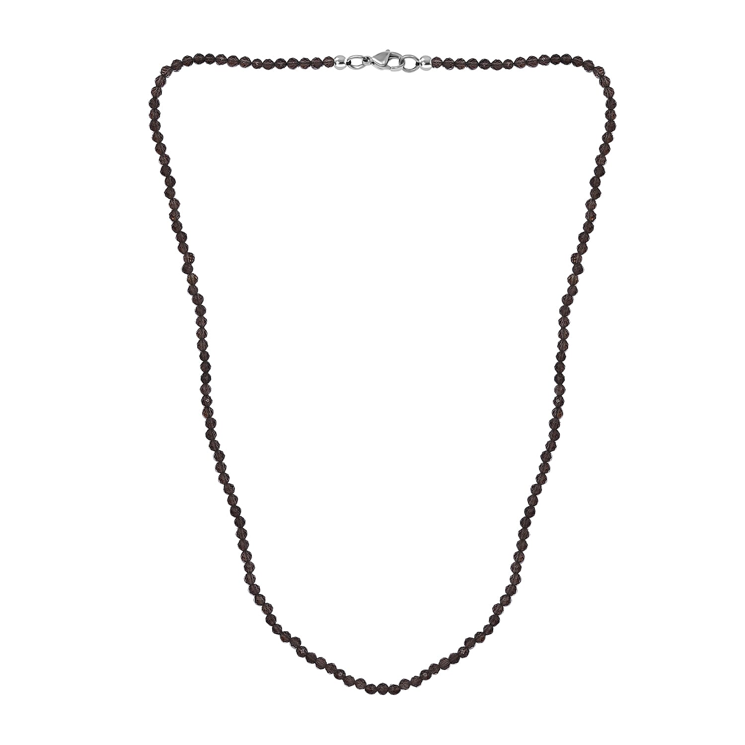 Smoky Quartz Necklace (Size - 20) in Rhodium Sterling Silver 35.0 Ct.
