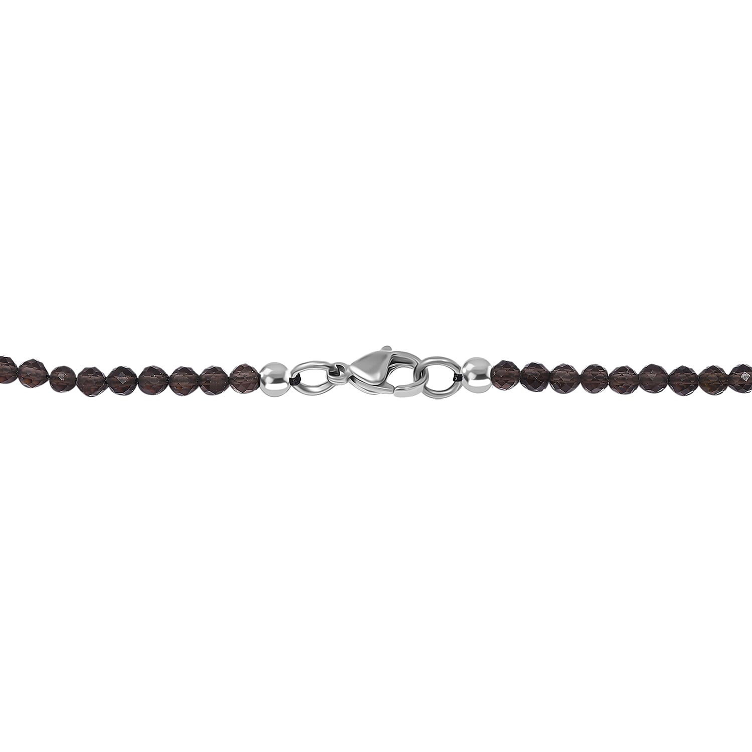 Smoky Quartz Necklace (Size - 20) in Rhodium Sterling Silver 35.0 Ct.