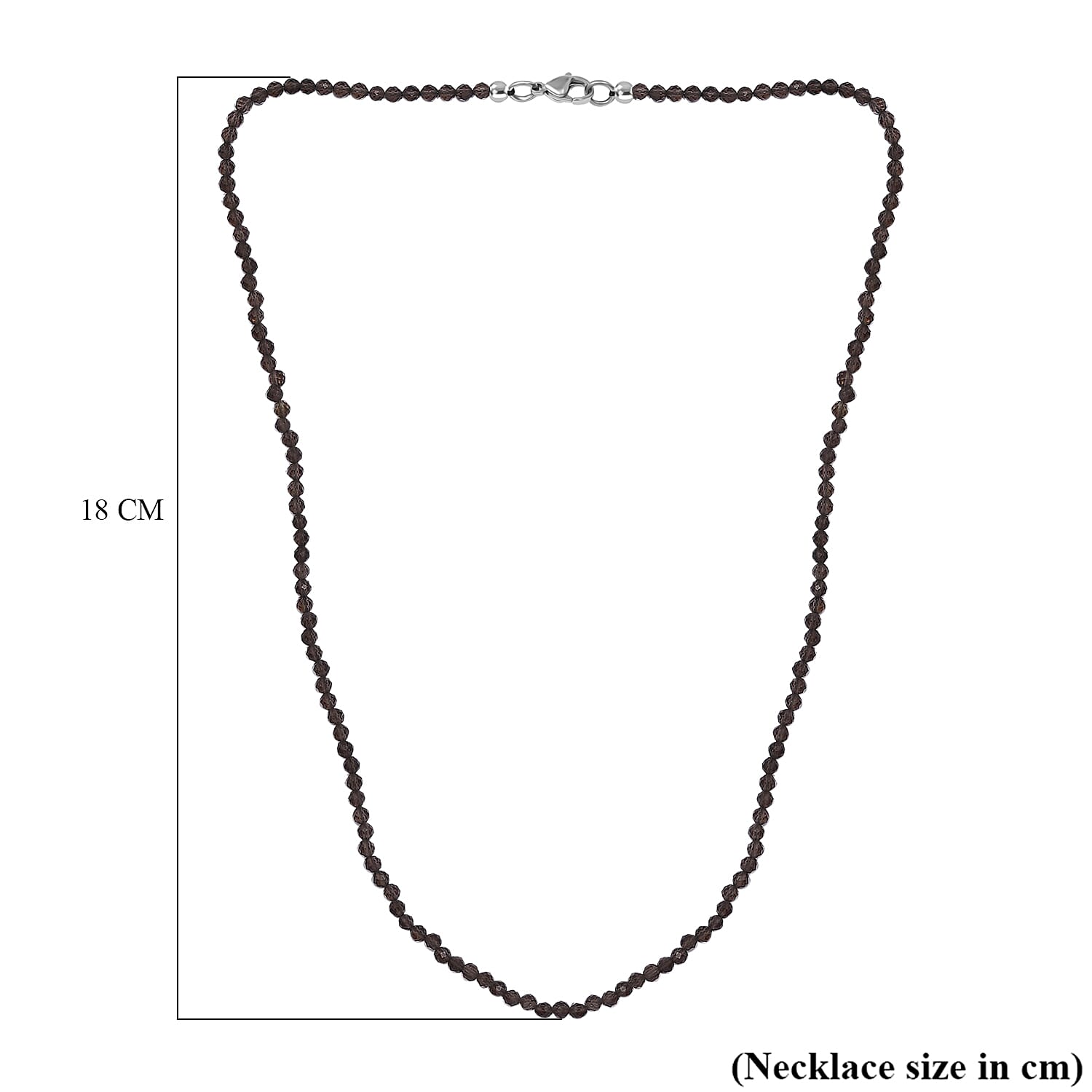 Smoky Quartz Necklace (Size - 20) in Rhodium Sterling Silver 35.0 Ct.