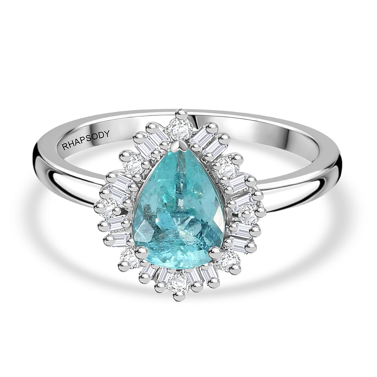 Rhapsody 950 Platinum AAAA Paraiba Tourmaline, White Diamond VS-E-F Solitaire Ring 1.34 Ct, Platinum Wt. 6 Gms.