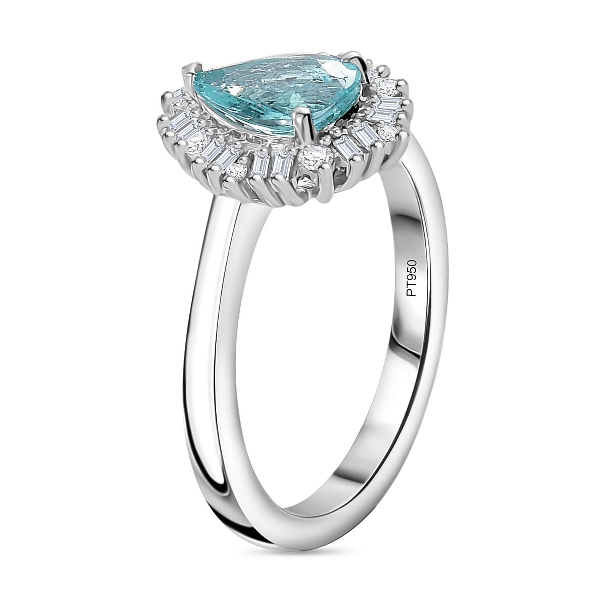 Rhapsody 950 Platinum AAAA Paraiba Tourmaline, White Diamond VS-E-F Solitaire Ring 1.34 Ct, Platinum Wt. 6 Gms.