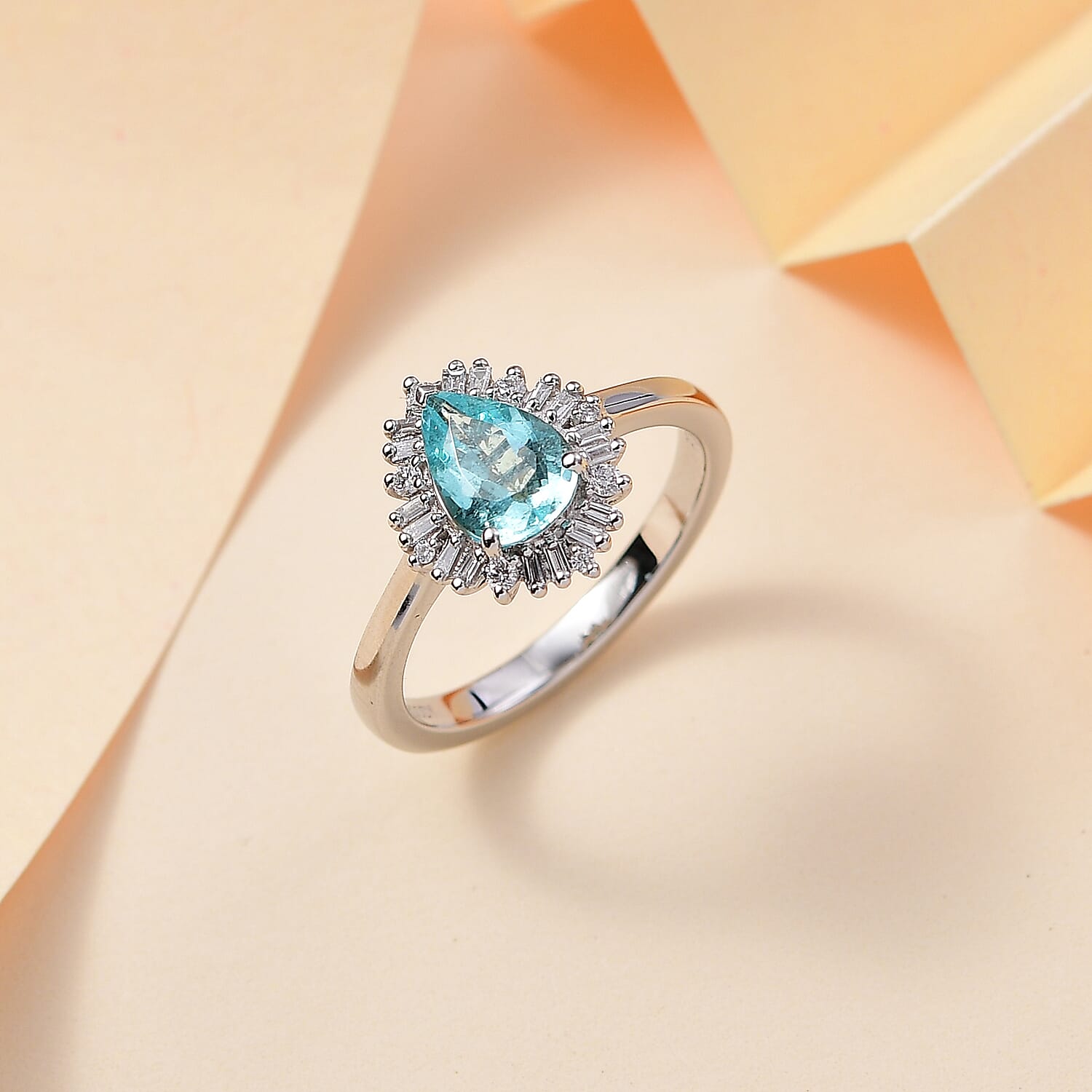 Rhapsody 950 Platinum AAAA Paraiba Tourmaline, White Diamond VS-E-F Solitaire Ring 1.34 Ct, Platinum Wt. 6 Gms.