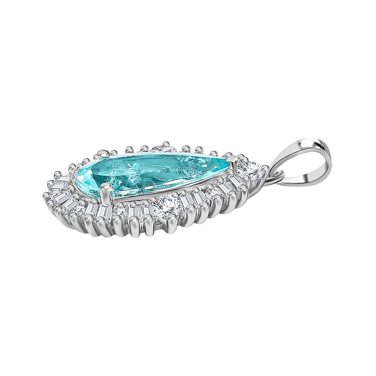 ✨Rectangle Paraiba Tourmaline Blue Halo Necklace✨ outlet